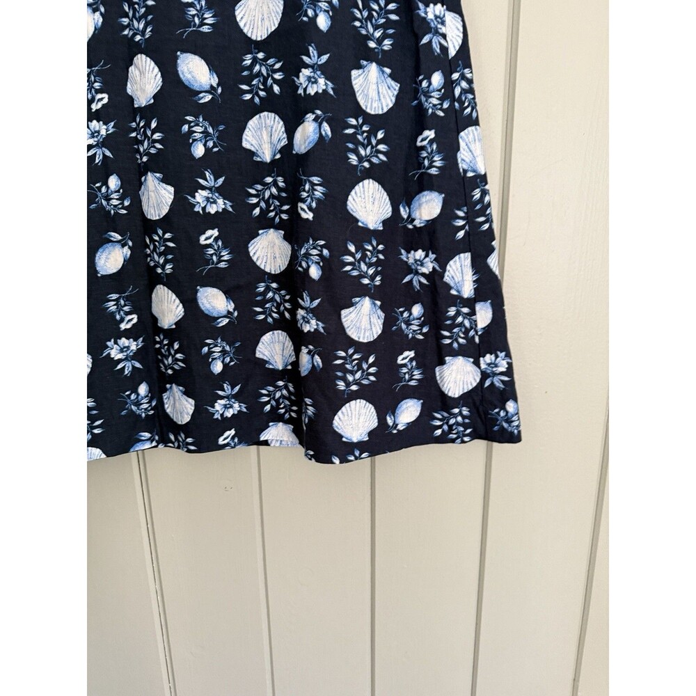 Ann Taylor Skirt 10 Shell Tile Linen Blend Paperbag Seashell Sea Beach Blue - Picture 3 of 6